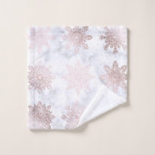 Rosen-Gold-u. Marmor-Schneeflocke-Weihnachtsmuster Badhandtuch Set (Waschlappen)