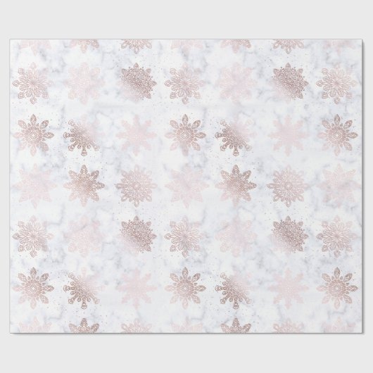 Rosen-Gold-u. Marmor-Schneeflocke-Weihnachtsmuster Geschenkpapier (Flach)
