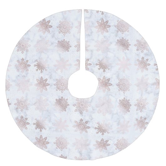 Rosen-Gold-u. Marmor-Schneeflocke-Weihnachtsmuster Polyester Weihnachtsbaumdecke (Vorderseite)