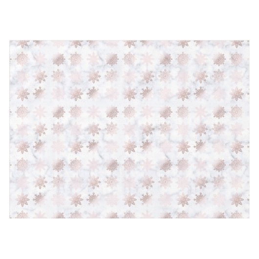 Rosen-Gold-u. Marmor-Schneeflocke-Weihnachtsmuster Tischdecke (Vorderseite (Horizontal))