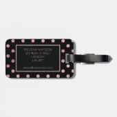 Rosen-Gold und schwarzer Polka-Punkt-Gepäck-Umbau Gepäckanhänger (Rückseite horizontal)