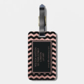 Rosen-Gold und schwarzer Zickzack Gepäck-Umbau Gepäckanhänger (Rückseite vertikal)