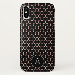 Rosen-Gold und schwarzes Girly Hexagon-Muster Case-Mate iPhone Hülle