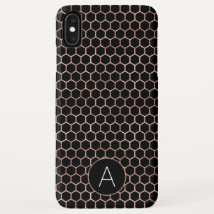 Rosen-Gold und schwarzes Girly Hexagon-Muster Case-Mate iPhone Hülle