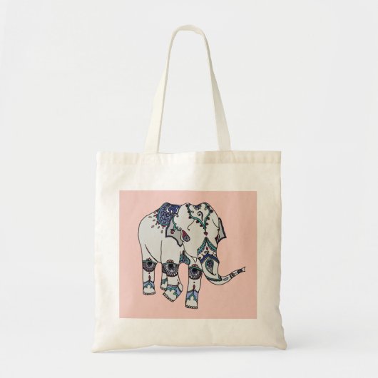 Rosen-Gold verschönerte Elefant-Tasche Tragetasche (Vorne)