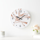 Rosen Gold White Moderne Abstrakte Kunst Große Wanduhr (Zuhause)