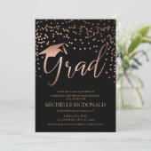 Rosen-GoldAbschluss-Party Einladung (Stehend Vorderseite)