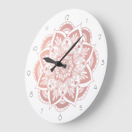 Rosen-GoldBlumemandala-Wand-Uhr Große Wanduhr (Winkel)