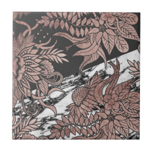 Rosen-GoldBlumen und moderner schwarzer und Fliese