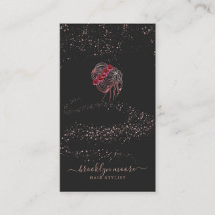 Rosen-Goldblumenlogo-Haar-Stylist elegant Visitenkarte