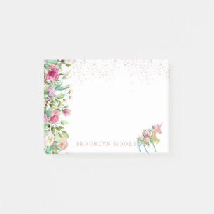 Rosen-GoldblumenUnicorn personalisiert Post-it Klebezettel