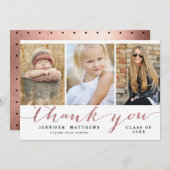 Rosen-Goldchic-Skript-Foto-Abschluss danken Ihnen Dankeskarte (Vorne/Hinten)