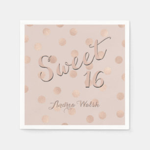 Rosen-GoldConfetti 16. Geburtstag des Bonbon-16 Serviette