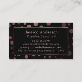 Rosen-Goldconfetti-Blasen-Muster über Schwarzem Visitenkarte (Rückseite)