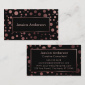 Rosen-Goldconfetti-Blasen-Muster über Schwarzem Visitenkarte (Vorne/Hinten)
