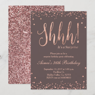 Rosen-Goldconfetti-Geburtstags-Party Einladung