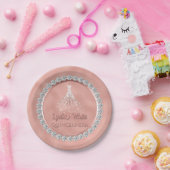 Rosen-Golddiamant-Schein-Kleid Quinceanera Pappteller (Party)