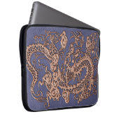 Rosen-Golddrache auf blauer Laptopschutzhülle (Vorne Rechts)