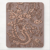 Rosen-Golddrache auf Taupe-Leder-Beschaffenheit Mousepad (Vorne)