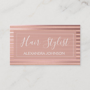 Rosen-Goldfolie und gestreifter Haar-Stylist Visitenkarte