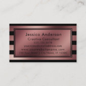 Rosen-Goldfolie und schwarzes gestreiftes Muster Visitenkarte (Rückseite)