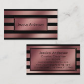 Rosen-Goldfolie und schwarzes gestreiftes Muster Visitenkarte (Vorne/Hinten)