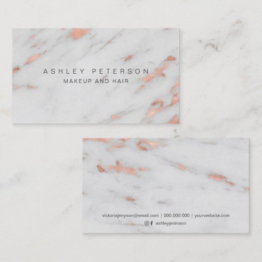 Rosen-Goldfolien-Marmormuster des Makes-up Visitenkarte (Vorne/Hinten)