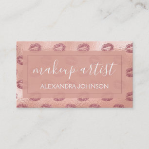 Rosen-Goldfolien-Rosa-Lippenmake-upkünstler Visitenkarte