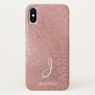 Rosen-Goldfolien-Tiermuster-Monogramm Case-Mate iPhone Hülle