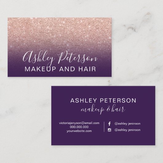 Rosen-GoldGlitter der eleganten Typografie des Visitenkarte (Vorne/Hinten)