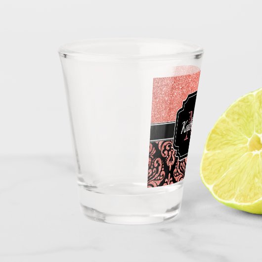 Rosen-GoldGlitzer-Damast Schnapsglas (Links)