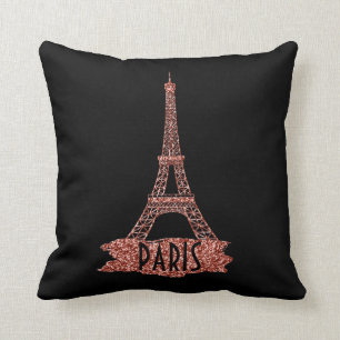 Rosen-GoldGlitzer Eiffel-Turm-Paris Trendy Girly Kissen