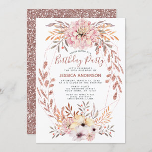 Rosen-GoldGlitzer-geometrisches Einladung