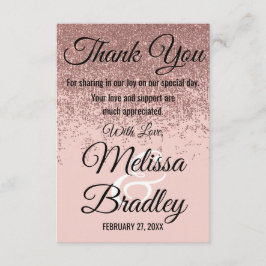 Rosen-GoldGlitzer-Glitzern erröten Rosa danken Dankeskarte