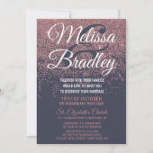 Rosen-GoldGlitzer-Glitzern-Marine-Blau-Hochzeit Einladung (Vorderseite)