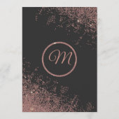 Rosen-GoldGlitzer-Glitzern-schwarzes Menükarte (Rückseite)