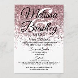 Rosen-GoldGlitzer-Glitzern-weißes Hochzeits-Menü Menükarte