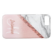 Rosen-GoldGlitzer-graues Girly Case-Mate iPhone Hülle (Rückseite (Horizontal))