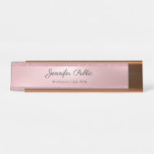 Rosen-GoldGlitzer-Kalligraphie-Text-elegantes Schreibtischnamensplakette (Vorderseite )