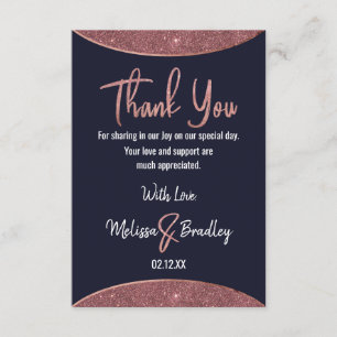 Rosen-GoldGlitzer-Marine-Blau-Rundschreiben dankt Dankeskarte