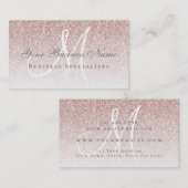 Rosen-GoldGlitzer-modernes Eleganz-Monogramm Visitenkarte (Vorne/Hinten)