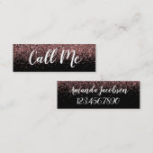 Rosen-GoldGlitzer rufen mich Minigeschäfts-Karten Mini Visitenkarte (Vorne/Hinten)