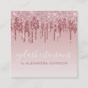 Rosen-GoldGlitzer-Scheineyelash-Erweiterungen Quadratische Visitenkarte