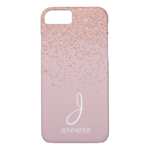 Rosen-GoldGlitzer und erröten rosa mit Monogramm Case-Mate iPhone Hülle