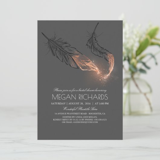 Rosen-GoldGlitzer versieht elegantes Brautparty Einladung (Stehend Vorderseite)