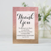 Rosen-GoldGlitzer zerfallene Folie Ombre Steigung Dankeskarte (Stehend Vorderseite)