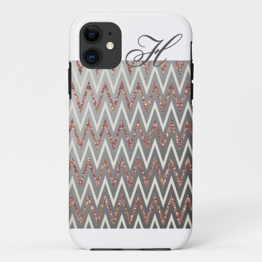 Rosen-GoldGlitzer-Zickzack Monogramm iPhone Fall Case-Mate iPhone Hülle (Rückseite)