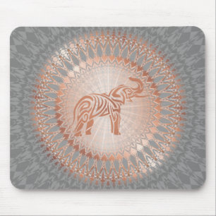 Rosen-Goldgrauer ElefantMandala Mousepad