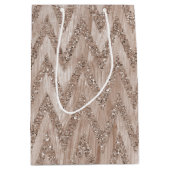 Rosen-GoldImitat-Glitzer-Farben-Zickzack Streifen Mittlere Geschenktüte (Vorderseite)