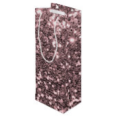 Rosen-GoldImitat-Glitzer-Glitzern Geschenktüte Für Weinflaschen (Rückseite Schrägansicht)